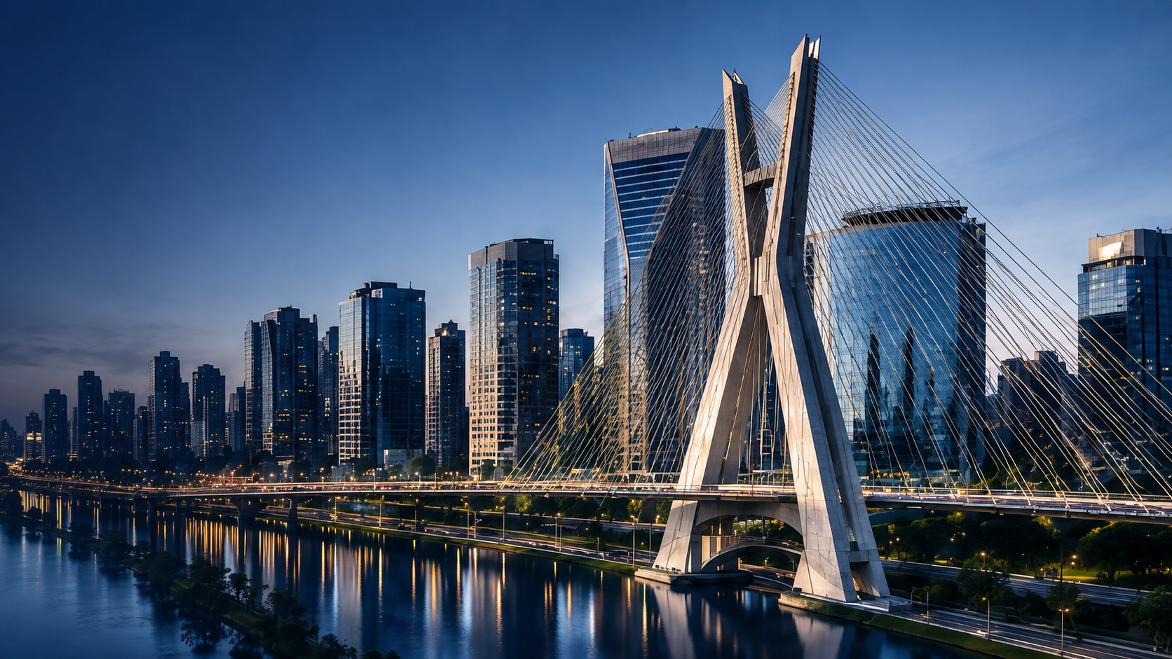 Vista da Ponte Estaiada em São Paulo